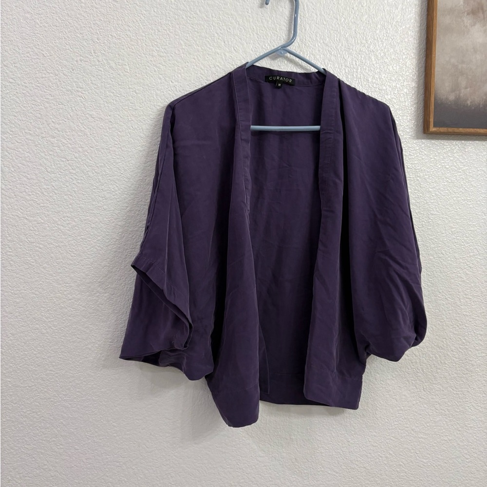 Curator M Purple Open Cardigan Kimono Tencel